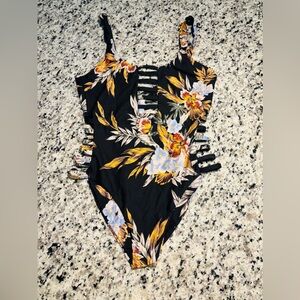 NWOT Volcom Floral Cutout One-Piece Swimsuit
